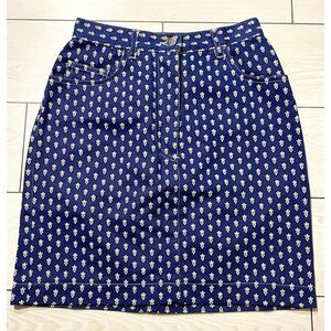 Souleiado Jeans women denim blue skirt with‎ white pattern size 38